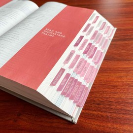 Laminated Bible Tabs, Reposition Large Print Stickers, Easy to Read and Apply Bible Tabs for Women and Man (White Pink)