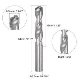 sourcing map Solid Carbide Drill Bit, 6.3mm (0.248") YG6X/C3 Micro-Grain Tungsten Carbide Jobber Twist Drill Bits Straight Shank for Drilling Stainless Steel Aluminum Metal Plastic