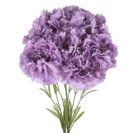 IPOPU Purple Carnations Artificial Flowers 8pcs Realistic Faux Flowers Large Carnation 23.6" Silk Flowers with Stems for Wedding Bouquets Home Table Centerpieces Floral Arrangements (Purple)