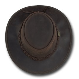 Barmah Hats Foldaway Bronco Leather Hat - Item 1060 - brown - XXL