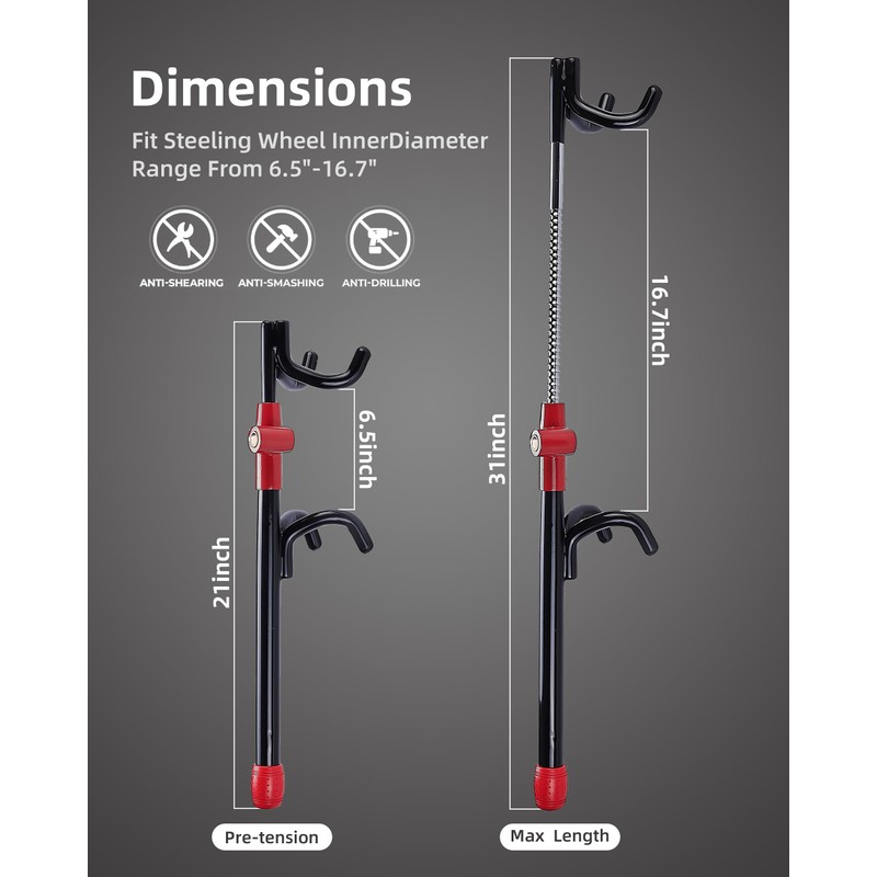 Dodomes Steering Wheel Lock Anti-Theft Heavy Duty Secure Car Device,