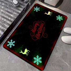 Diatomaceous Earth Bath Mat，Christmas Bathtub mat Non-Slip Quick Drying Floor Mat Super Absorbent Fit Underdoor Mat-Washable Bathroom Floor Mats-Shower Rug for in Front (Square 50cm×80cm)