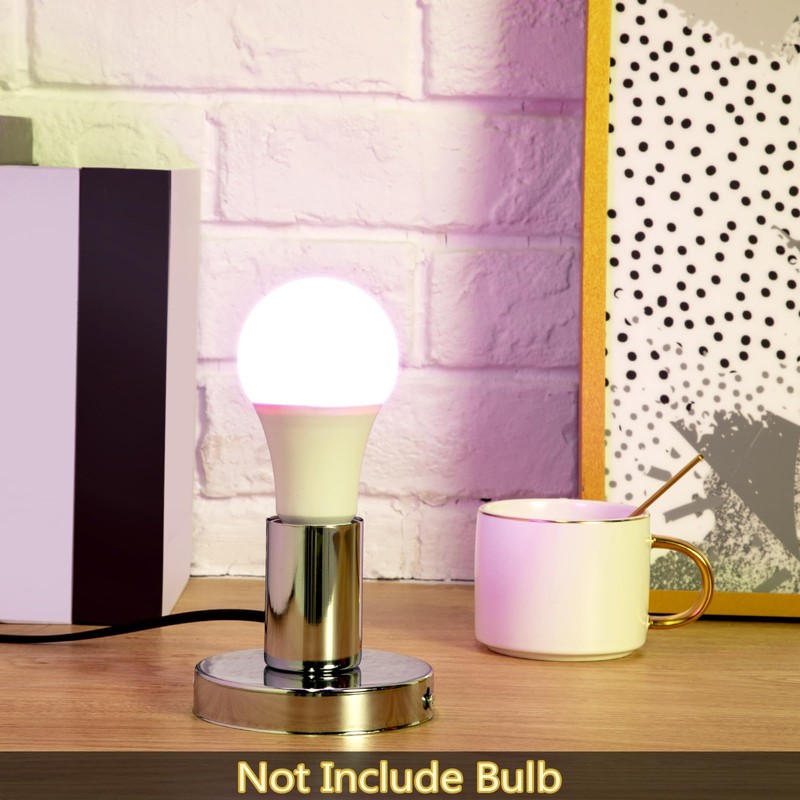 Tuanse 2 Pcs Polished Metal Desktop Lamp Base E26 E27