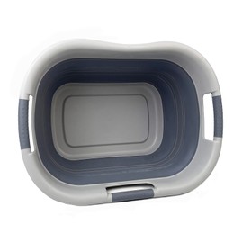 SAMMART 30L (7.9 Gallon) Collapsible Plastic Laundry Basket - Foldable Pop Up Storage Container/Organizer - Portable Washing Tub - Space Saving Hamper/Basket (1, Grey/Dark Grey)