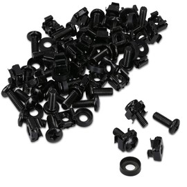 kwmobile 20 x M6 Steel Cage Nuts - for 10 Inch 19 Inch Rack Network Cabinet - with Nuts Screws Washers - Cage Nut Set Black