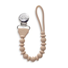 Itzy Ritzy Clip de silicona para chupete; correa de chupete de silicona 100% de grado alimenticio con clip que mantiene chupetes, mordedores y juguetes pequeños en su lugar; cuenta con diseño de una
