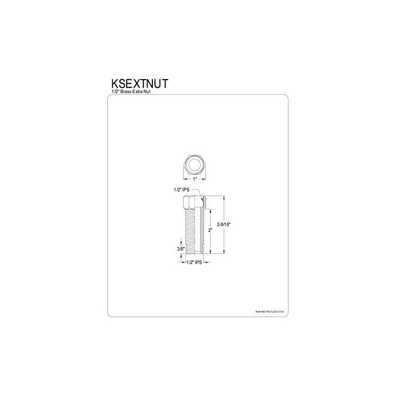 Kingston Brass KSEXTNUT Brass Extension Nut 1/2" Shank, 2-9/16", Polished