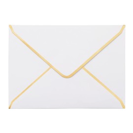 50 PCS White Envelopes 5x7 Invitation Envelopes A7 Size V-Flap Mailing Card Envelopes Quick Seal Envelopes with Gold Border for 5x7 Cards, Birthday, Weddings, Graduations, Greeting Cards