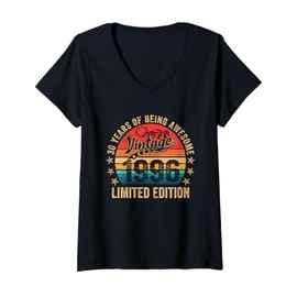 Womens 30th Birthday Gifts Vintage Born In 1996 Retro 30 Years Old V-Neck T-Shirt