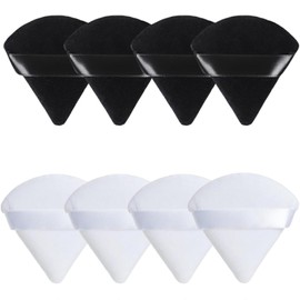 Powder Puff 8 Piece Triangle Puff, Sponge Puff for Makeup Soft, Absorbent, Wet and Dry Use, Large Capacity, Makeup Tool, Black and White