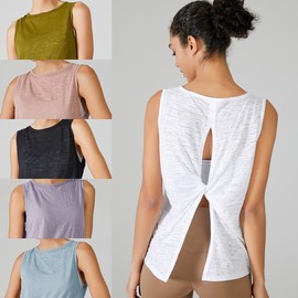 Loose Fit Quick-Dry Yoga Top Sleeveless Olive Green XL 2ea