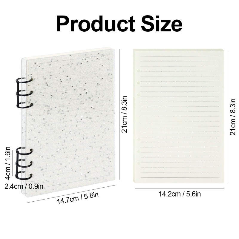 Koqye A5 Acrylic Notebook Binder 6 Ring, Loose Leaf Personal