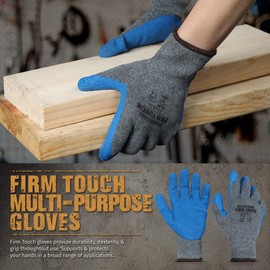 Glove Station Firm Touch Rubber Latex Double Coated heavy duty Cotton Blend Work Gloves Extra Grip Palm for Dry Oil handling Ideal for Construction Wet Application Painting Gardening