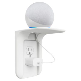 Yxflz Outlet Shelf Wall Bathroom Shelf, Bathroom Wall Decor for Google Home/Echo/Smart Speakers(up to 10lbs), Smart Home Decor, Toothbrush, Kitchen, Cell Phone, Space Saving Power Tools, White