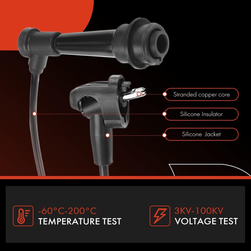 A-Premium 3 Yellow Ignition Coils with 3 Spark plug Wires