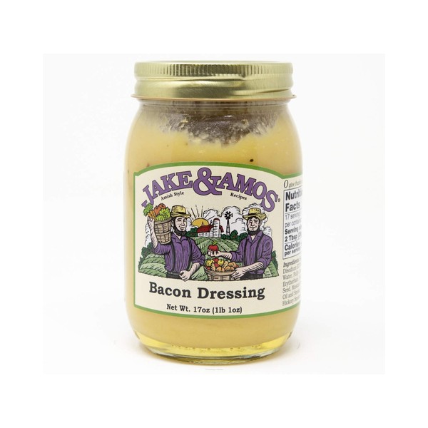 Jake & Amos Homemade Bacon Dressing, Famous in Amish Country, Pint (Pack of 2)