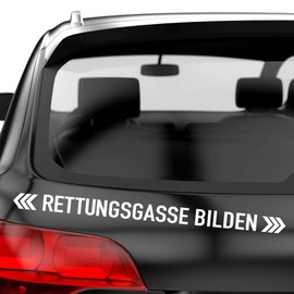 PrintAttack P002 "Rettungsgasse bilden" Car Sticker 60 cm Wide for Car Rear Window, (German language), Customisable, 010 White