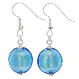 GlassOfVenice Murano Glass Antico Tesoro Disk Earrings - Silver Aqua