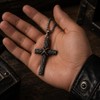 Rustic Cross Pendant Necklace, Stainless Steel Christian Faith Jewelry for
