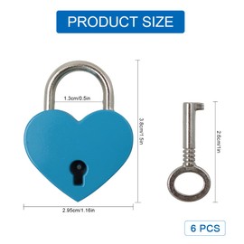 6 Pcs Small Metal Padlock Lock, Mini Heart Locks with Keys, Mini Love Heart Lock for Baggage Diary Jewelry Box (Colors)