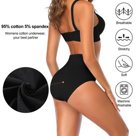 OPIBOO High Waisted Underwear for Women Postpartum No Muffin Top Plus Size Briefs Tummy Control Stretch Comfortable Panties Multicolored