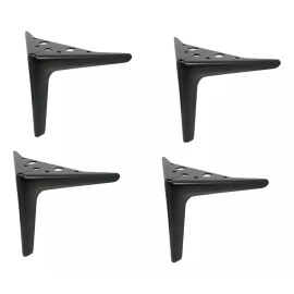 Herrajes Guerrero Pata Para Sala Muebles Punta 4 Piezas - Negro Mate 15cm