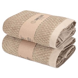 Sand Cloud Turkish Bath Towels for Bathroom, Set of 2 (Atom Sand, Extra Large) - Luxury Soft Linen Turkish Organic Cotton Yarn is Luxurious & Absorbent - Premium Shower & Bathroom Towels Dry Faster