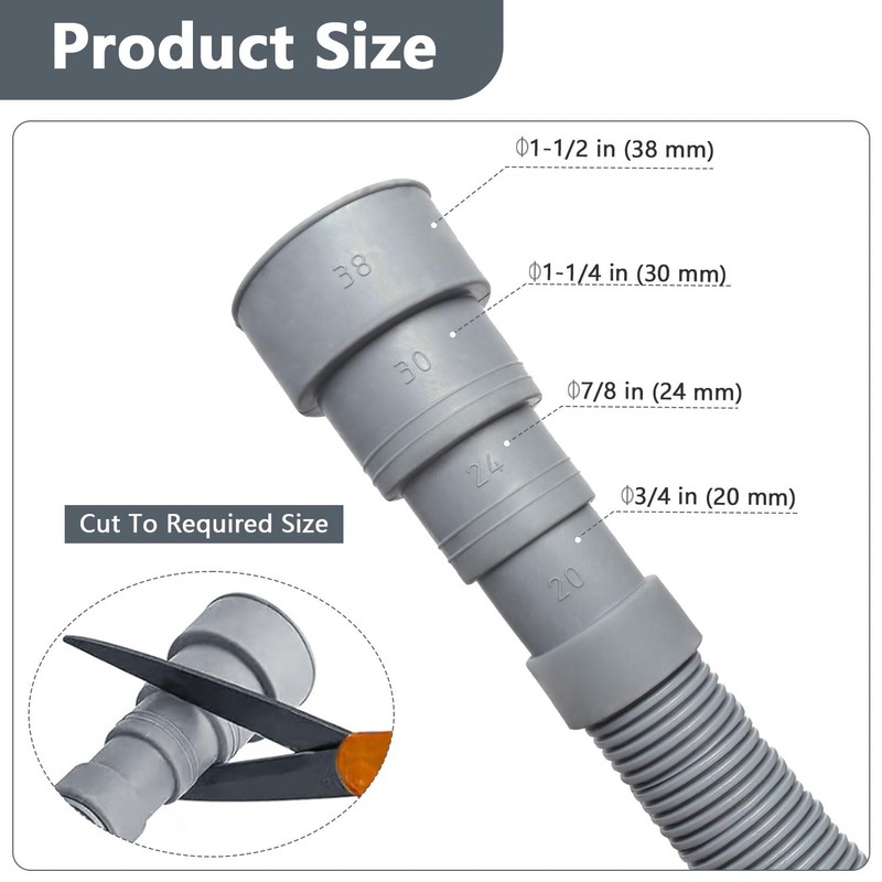 Storystore Washing Machine Drain Hose 1m, Universal Drain Hose Extension