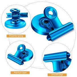 8 Pack Refrigerator Magnets Fridge Magnets Magnetic Clips Perfect for Refrigerator Whiteboard Magnets Photo Displays Home School Use Heavy Duty Magnetic Clips (Blue)