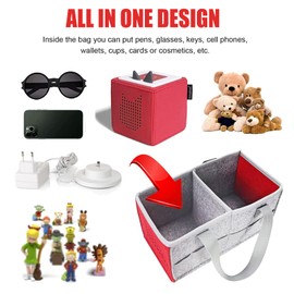 WAEKIYTL Tote Bag for Toniebox Starter Set, Outdoor Carrying Case Portable Hand Bag for Toniebox Audio Player and Tonies Figures, Kids Felt Carrying Bag Organizer with Handle (Red)