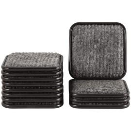 softtouch 1 3/4" Square Carpeted Bottom Furniture Caster Cups, Protect Hardwood Floors, Brown/Grey (12 Pack)