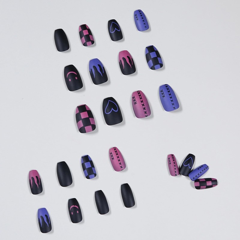 RTRTGS 2 Colours 48 Pieces Matte False Nails for Gluing