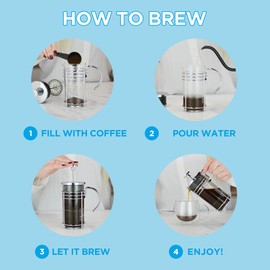 GROSCHE MADRID French Press - Premium Coffee and Tea Maker - 1.0L - 34oz - Borosilicate Glass Beaker - Dual Filter System For Rich Brew - Versatile Brewing | Stainless Steel Filter