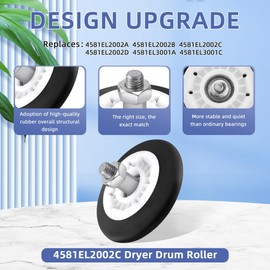 Upgraded Dryer Repair Kit Dryer Roller Kit for LG Kenmore Dryers Includes 4581EL2002L Dryer Drum Roller Assembly 4400EL2001A Dryer Belt and 4561EL3002A Dryer Idler Pulley-one year warranty
