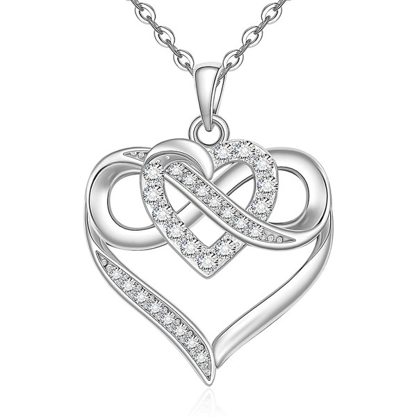 Heart Necklace Infinity Necklaces for Women 925 Sterling Silver Infinity