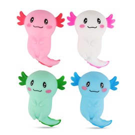 Anti-Stress Toy for Children and Adults, Pack of 4 Squishy Salamander Toy, Cute Cartoon Salamander Stress Toys, Happy Toy, Salamander Fidget Toys, Toy Gifts