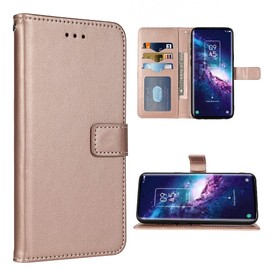 FDCWTSH Compatible with TCL 20 Pro 5G Wallet Case Wrist Strap Lanyard and Leather Flip Card Holder Stand Cell Accessories Mobile Folio Purse Cover for TCL20Pro G5 TLC 20Pro5G Women Men Pink