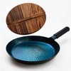Blued Cast Iron Frying Pan Skillet,Pre-Seasoned Flat Bottom Wok 30cm