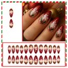 Christmas Press on Nails Medium Almond Fake Nails with Snowflake