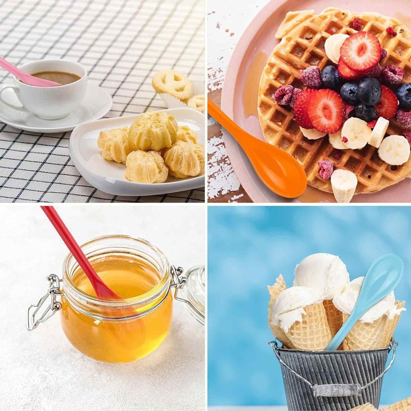 Pack of 10 Coffee Spoons, Long Plastic Spoon, Reusable Plastic