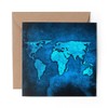 1 x Greeting Card World Map Earth Travel - Blank