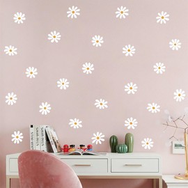 Arawat White Daisy Home Wall Decor Living room Wall Decals Peel and Stick Wall Stickers & Murals 12 Pcs Flower Wall Stickers Decor for Bedroom Vinyl Kitchen Wall Murals Peel and Stick for Girls Room