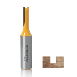 POWERTEC Straight Router Bit - 1/4" Cutting Diameter, 1/2" Shank, Tungsten Carbide, 3/4" Depth & 2-11/16" Overall Length - Fits CNC, Handheld & Plunge Routers, 1PK (73051)