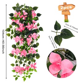 Artificial Hanging Flowers Bougainvillea, UV Resistant Fake Plastic Faux Flower Fabric Vine for Indoor Outdoor Garden Porch Eave Wedding Wall Décor