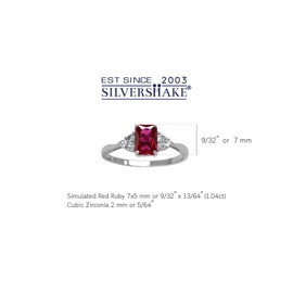 Silvershake 7x5mm Octagon Shape Birthstone Gemstone White Gold Plated or Yellow Gold Plated 925 Sterling Silver Engagement Ring Jewelry for Women, 8.5, Sterling Silver Rhodium (White Gold Plated),