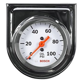 Bosch SP0F000044 Style Line 2" Mechanical Oil Pressure Gauge (White Dial Face, Chrome Bezel)