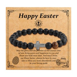 Eaciy Easter Basket Stuffers Gifts for Boys, Dainty Cross Bead Bracelets Easter Bracelets Jewelry for Boys