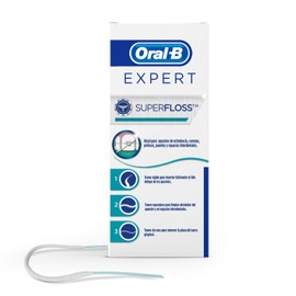 Oral-B Expert, Super Floss, Ideal para Ortodoncia, Coronas, Prtesis, Puentes y Espacios Interdentales, 50 Unidades                                    