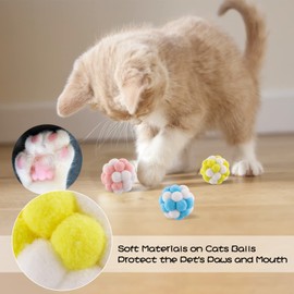 Cat Balls with Bell, Cats Interactive Toy Balls 3 Pack Colorful Soft Balls with Built-in Bell, Chewing Toys for Indoor Cats, Kittens Pets Playing, Christmas Pet Gifts