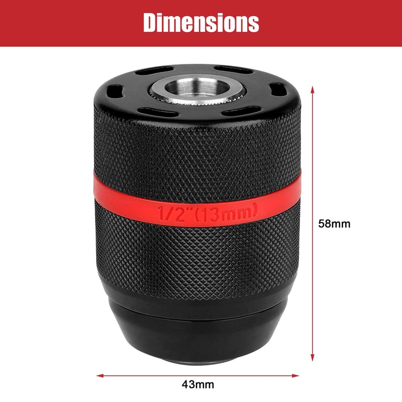 Keyless Drill Chuck, 1/2-20UNF Mount 2-13mm Hand Drill Chuck Keyless